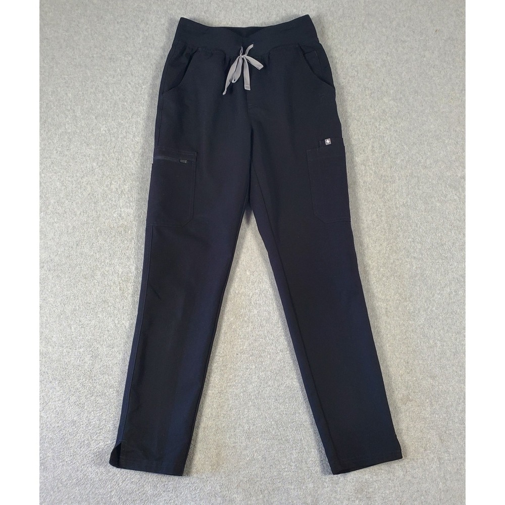 Figs Scrubs Yola High Waist Pants Womens XS Black Technical Medical Collection